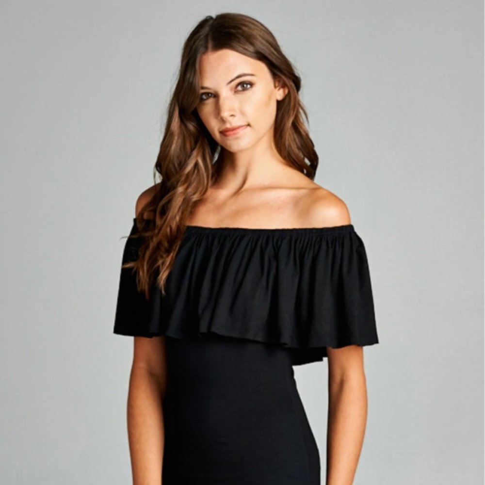 NWT Gordon Black off the shoulder dress